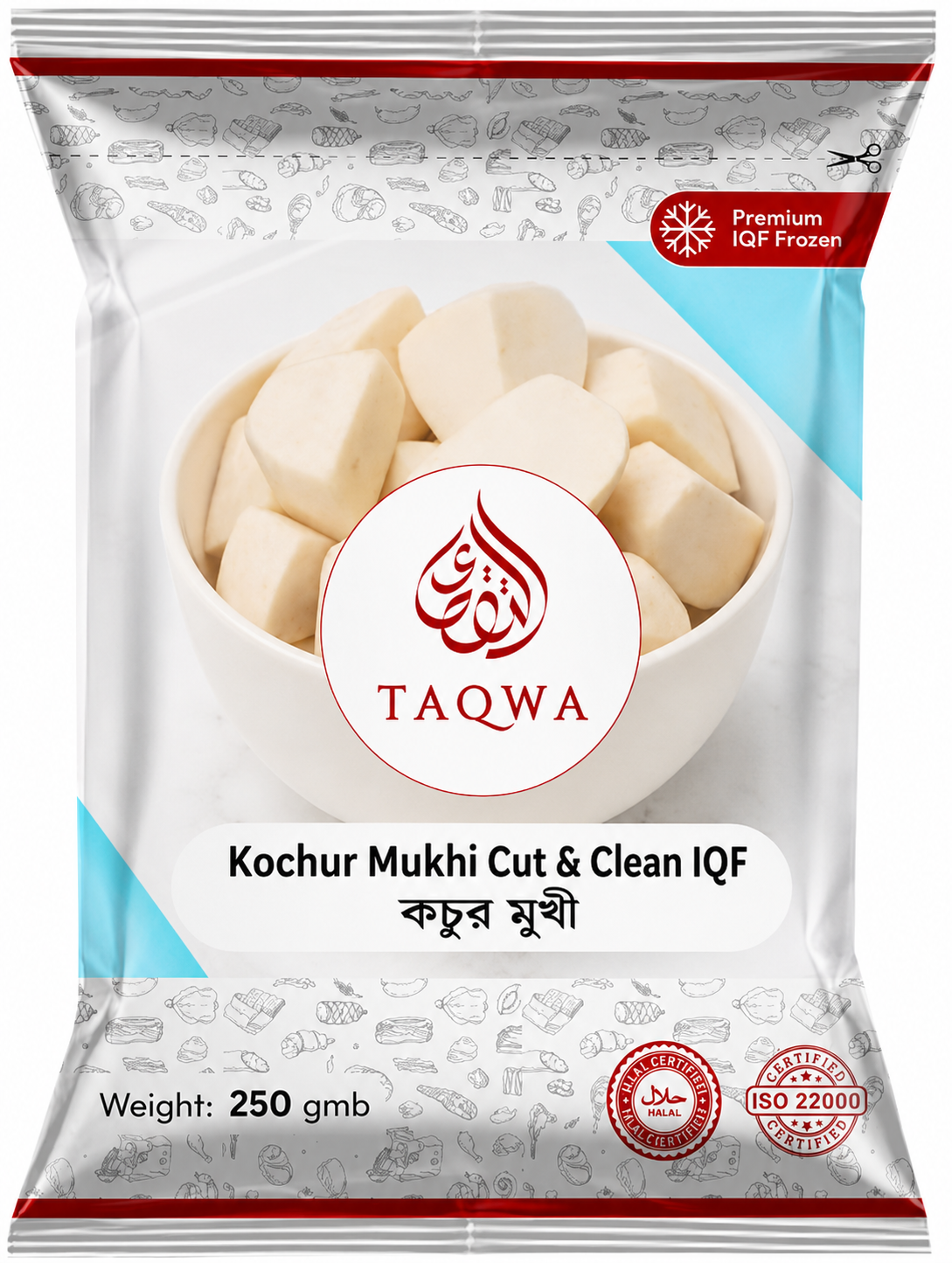 Kochur Mukhi IQF 250gm Taqwa Agro Kochur Mukhi IQF Cut & Clean 250GM ± 10 - Image 1